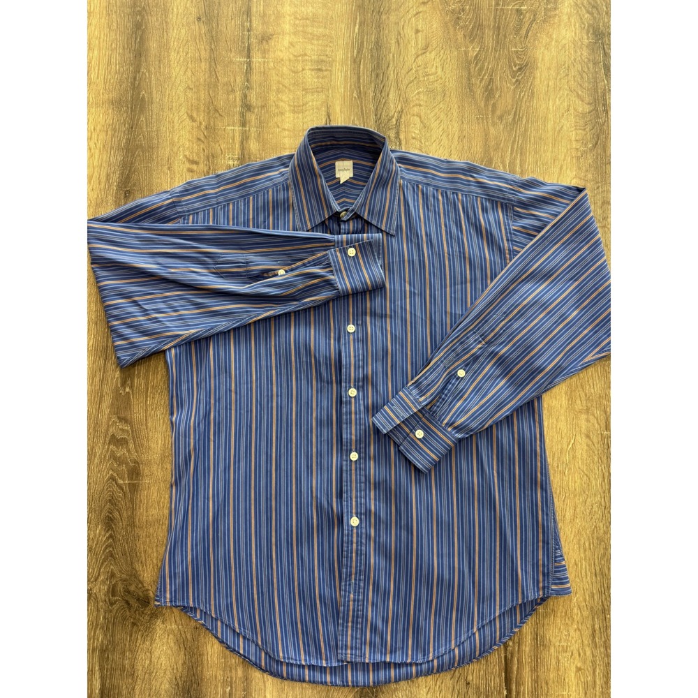 Craig Taylor Mens XS Blue Orange Striped Egyptian Cotton Button Down Shirt USA